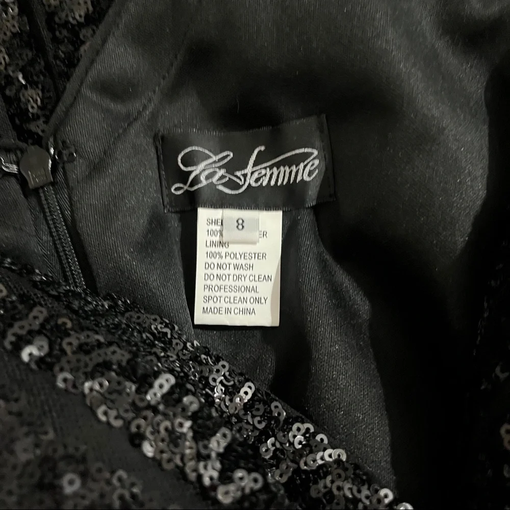 La Femme Short Sequin Party Cocktail Dress Black Size 8 Prom Homecoming Wedding - Picture 9 of 10